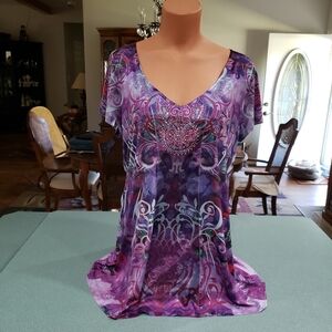 Apt. 9 Purple and Pink Patterned Top Y2K Sublimation Fairy